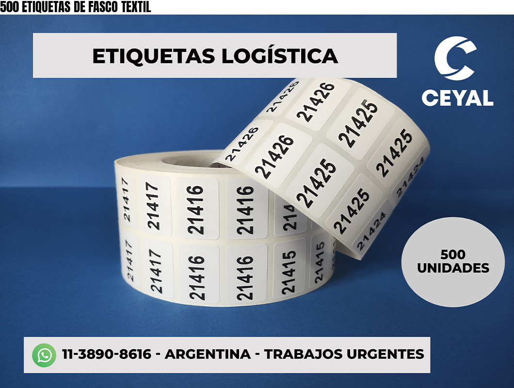 500 ETIQUETAS DE FASCO TEXTIL
