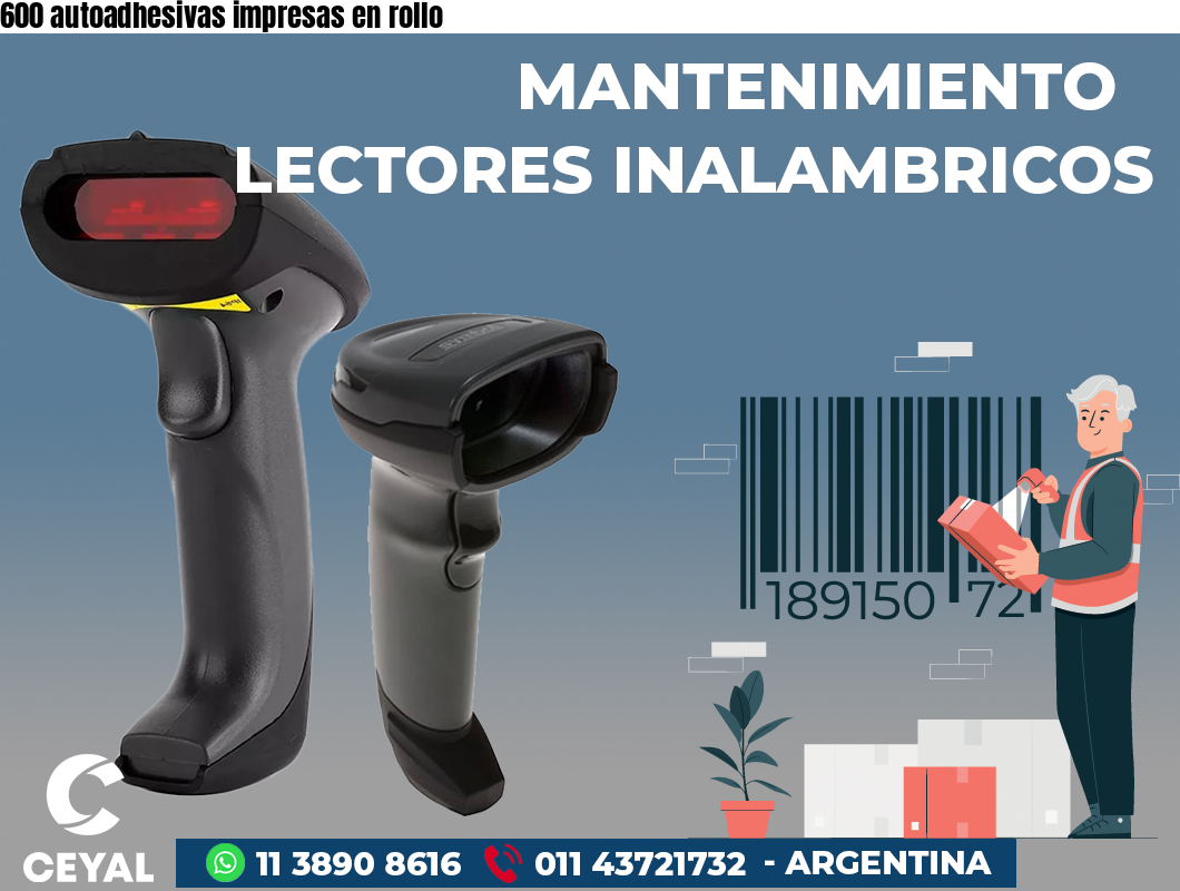 600 autoadhesivas impresas en rollo