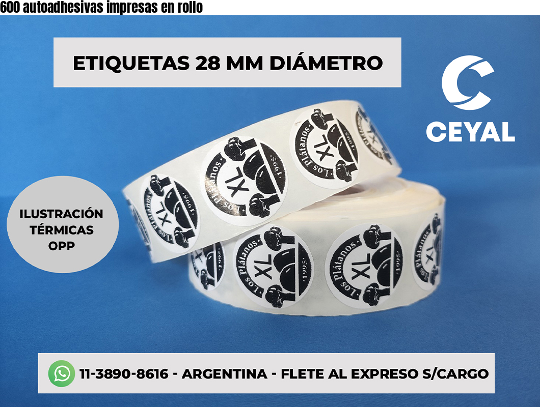 600 autoadhesivas impresas en rollo