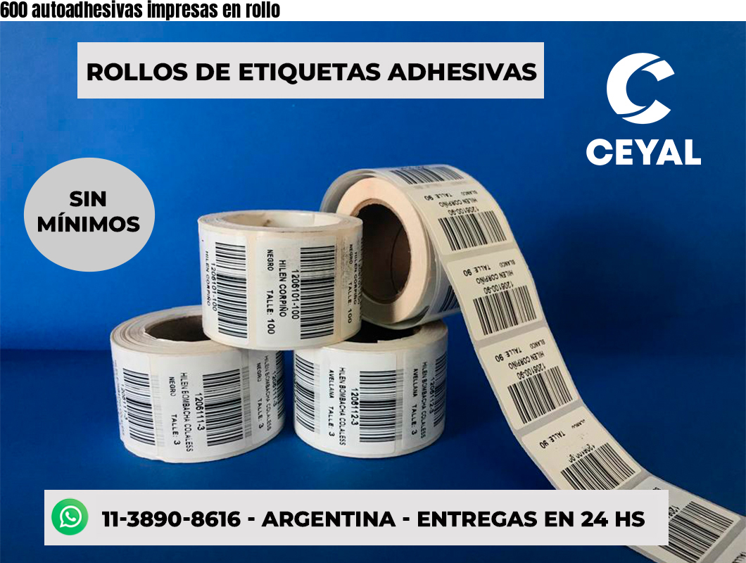 600 autoadhesivas impresas en rollo