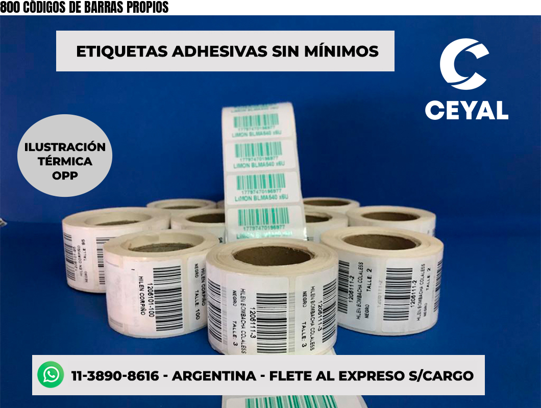 800 CÓDIGOS DE BARRAS PROPIOS
