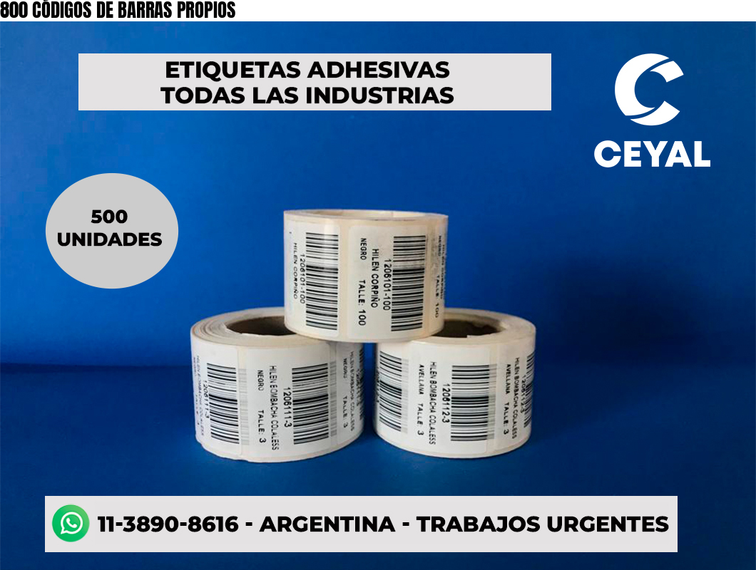 800 CÓDIGOS DE BARRAS PROPIOS