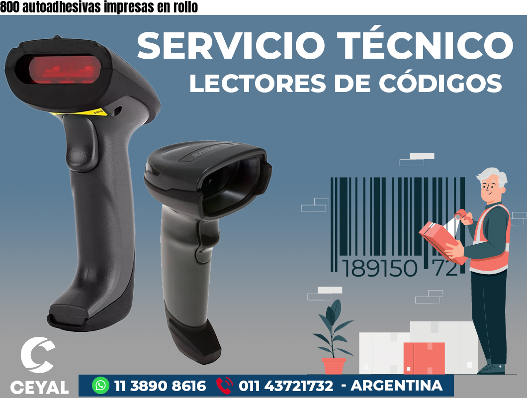 800 autoadhesivas impresas en rollo