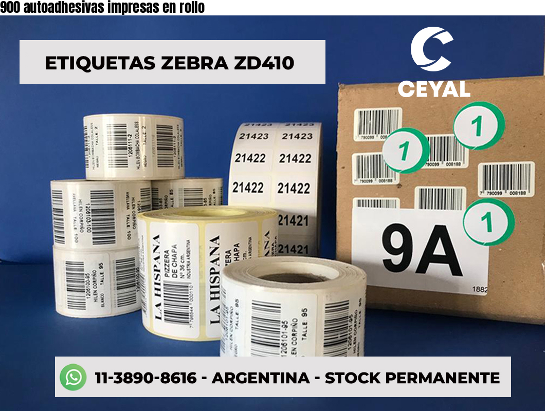 900 autoadhesivas impresas en rollo