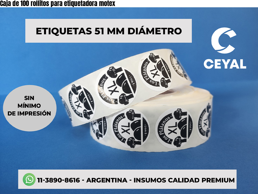 Caja de 100 rollitos para etiquetadora motex