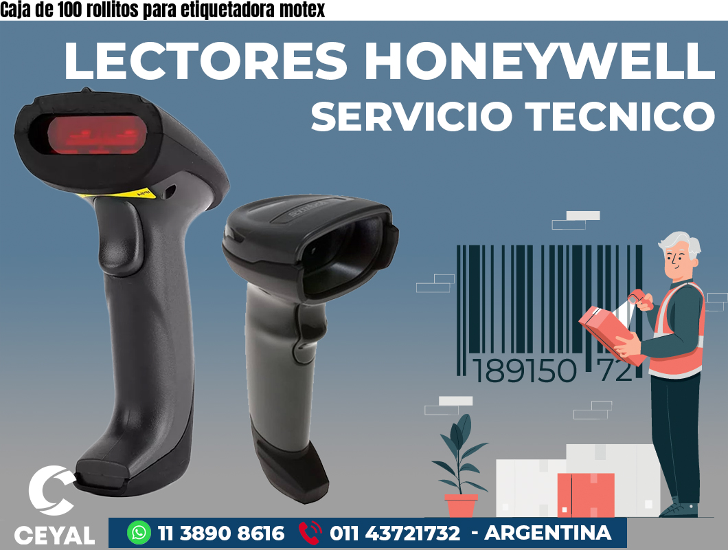 Caja de 100 rollitos para etiquetadora motex