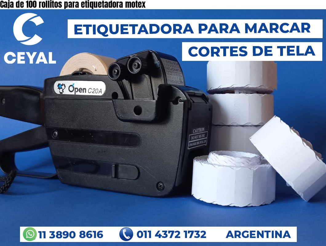 Caja de 100 rollitos para etiquetadora motex