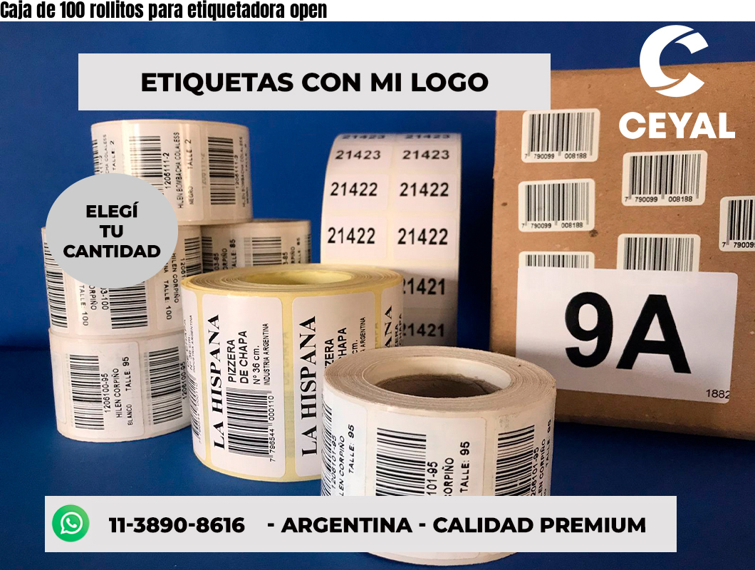 Caja de 100 rollitos para etiquetadora open