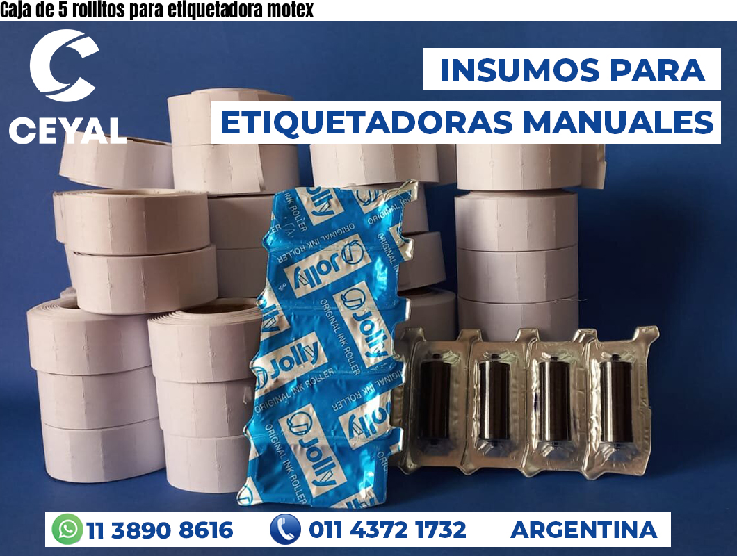 Caja de 5 rollitos para etiquetadora motex