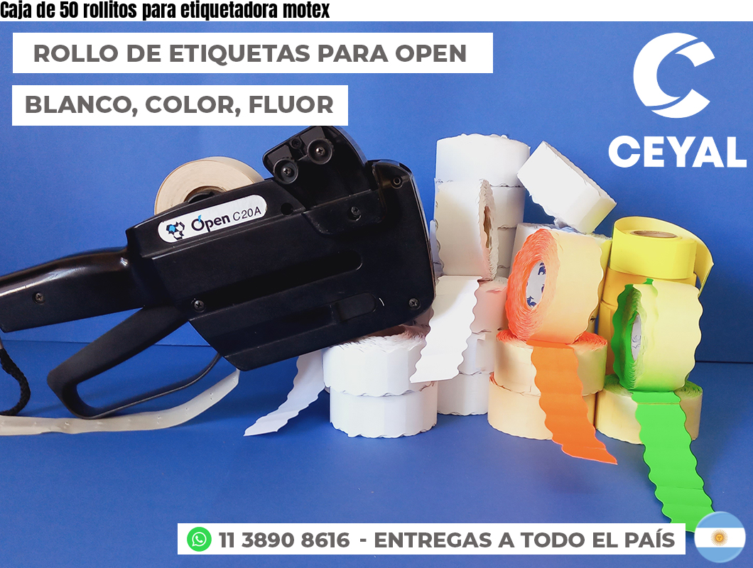 Caja de 50 rollitos para etiquetadora motex