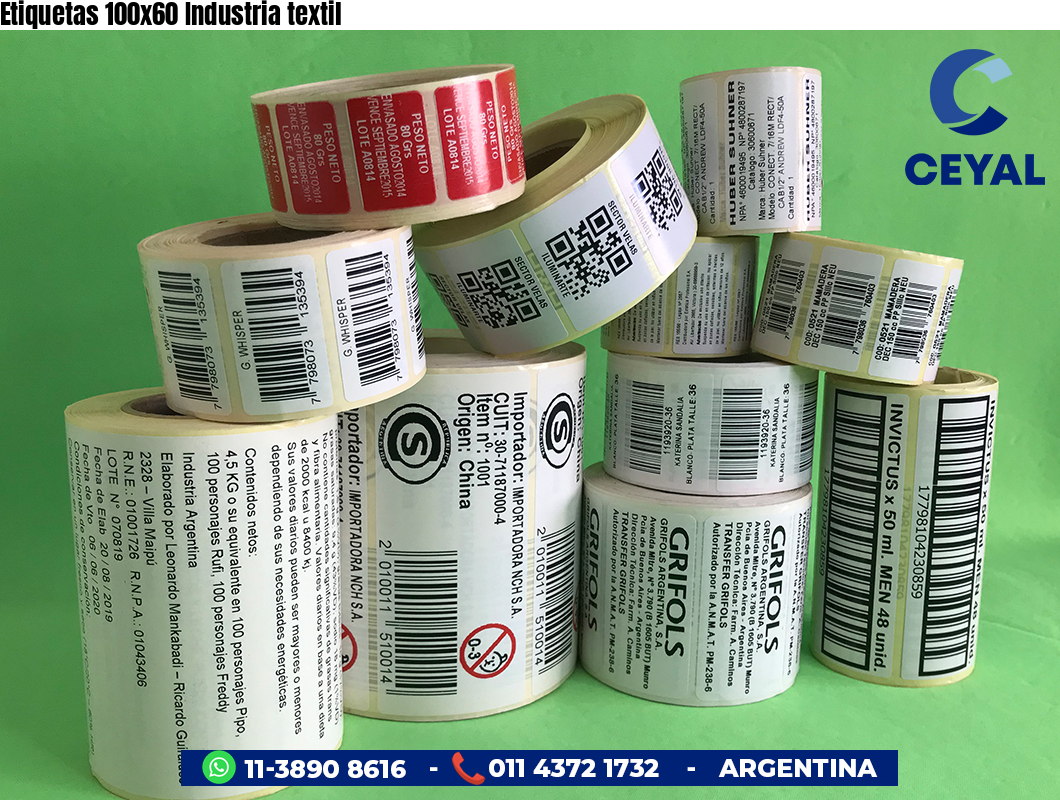 Etiquetas 100x60 Industria textil