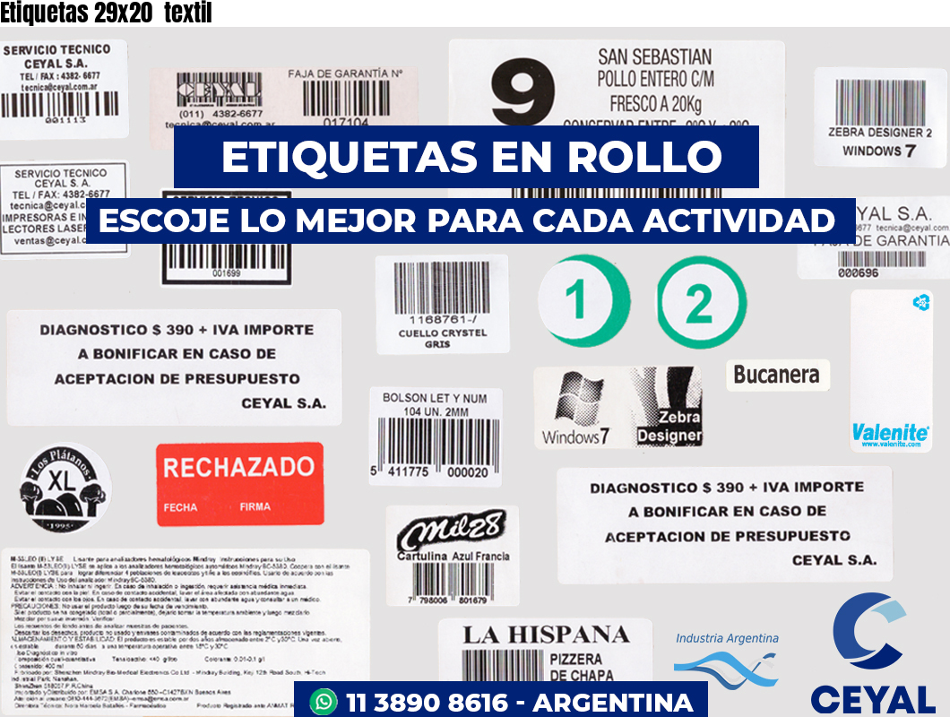 Etiquetas 29x20  textil