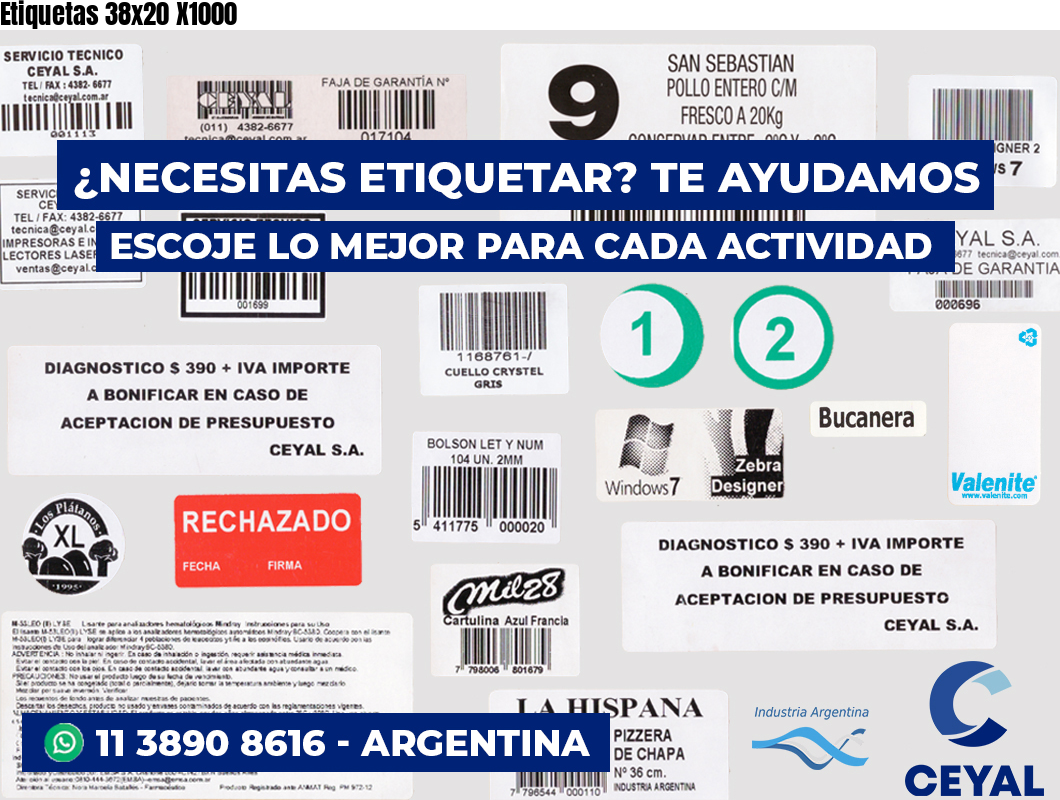 Etiquetas 38x20 X1000