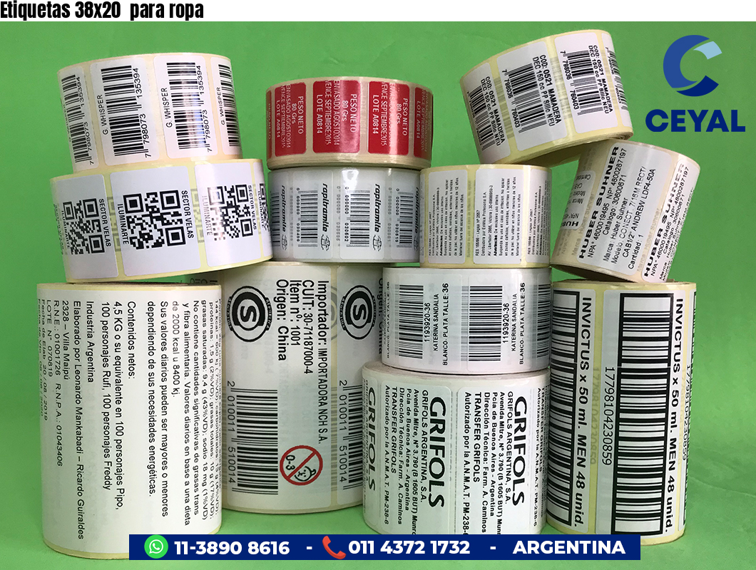 Etiquetas 38x20  para ropa