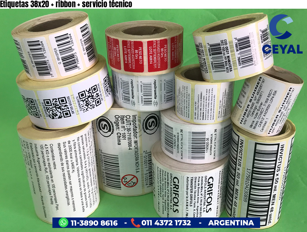 Etiquetas 38x20 ribbon servicio técnico