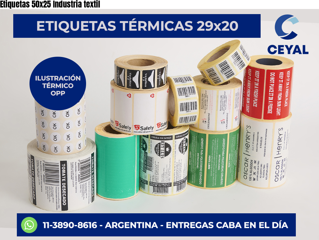 Etiquetas 50x25 Industria textil