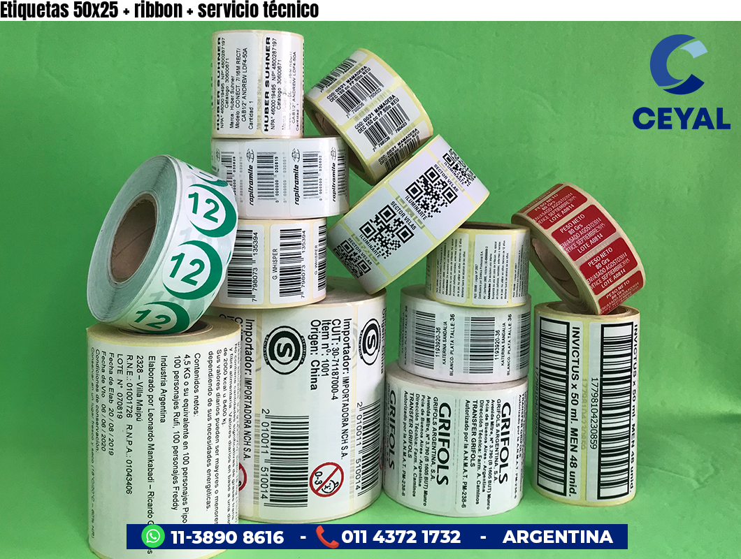 Etiquetas 50x25 ribbon servicio técnico