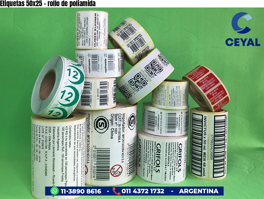 Etiquetas 50x25 - rollo de poliamida