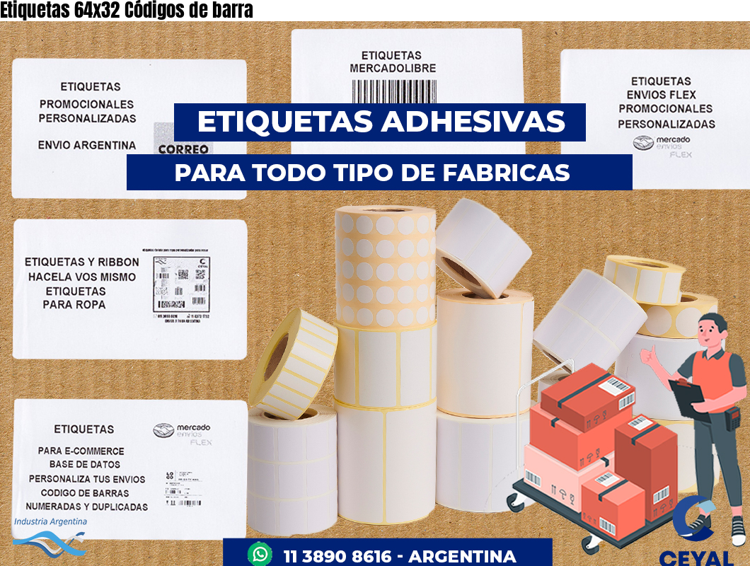 Etiquetas 64x32 Códigos de barra
