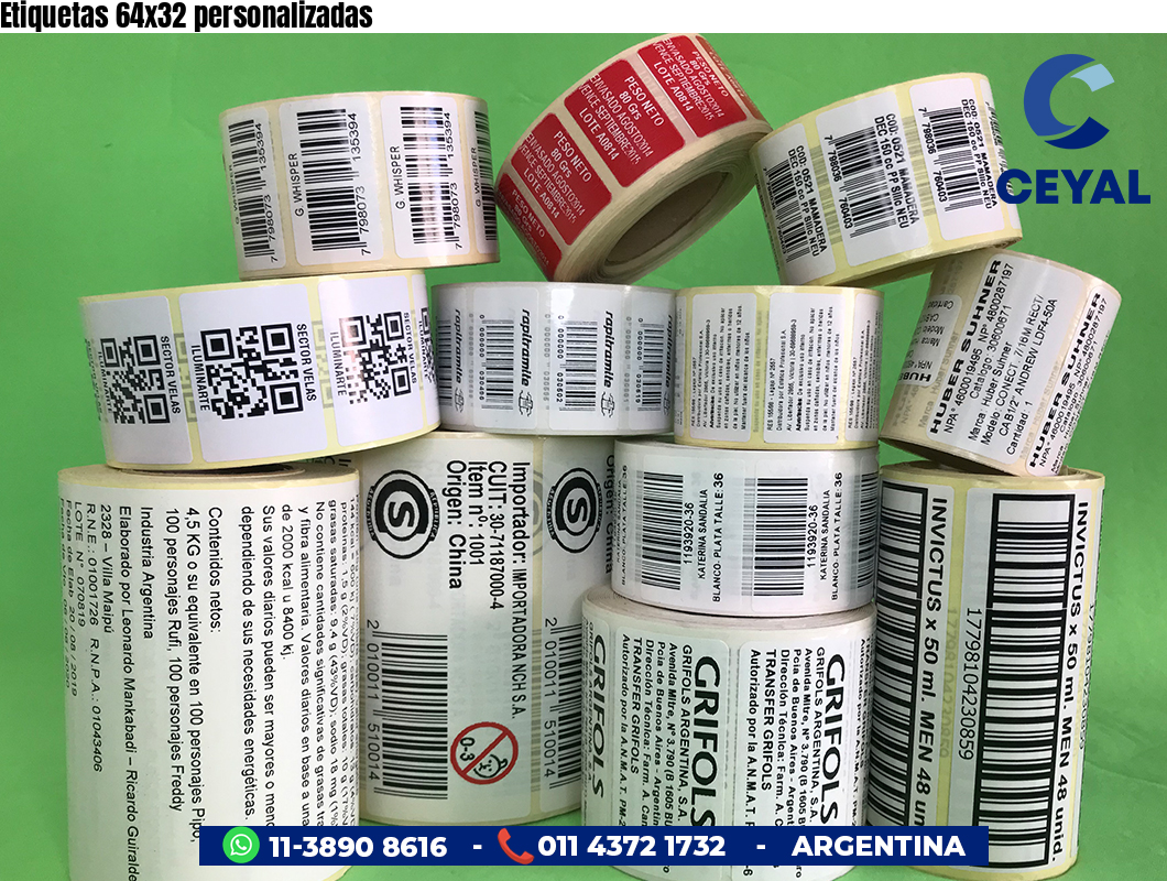 Etiquetas 64x32 personalizadas