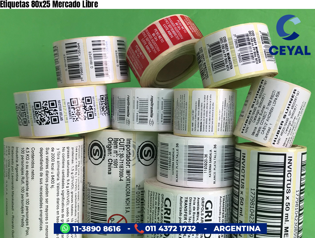 Etiquetas 80x25 Mercado Libre
