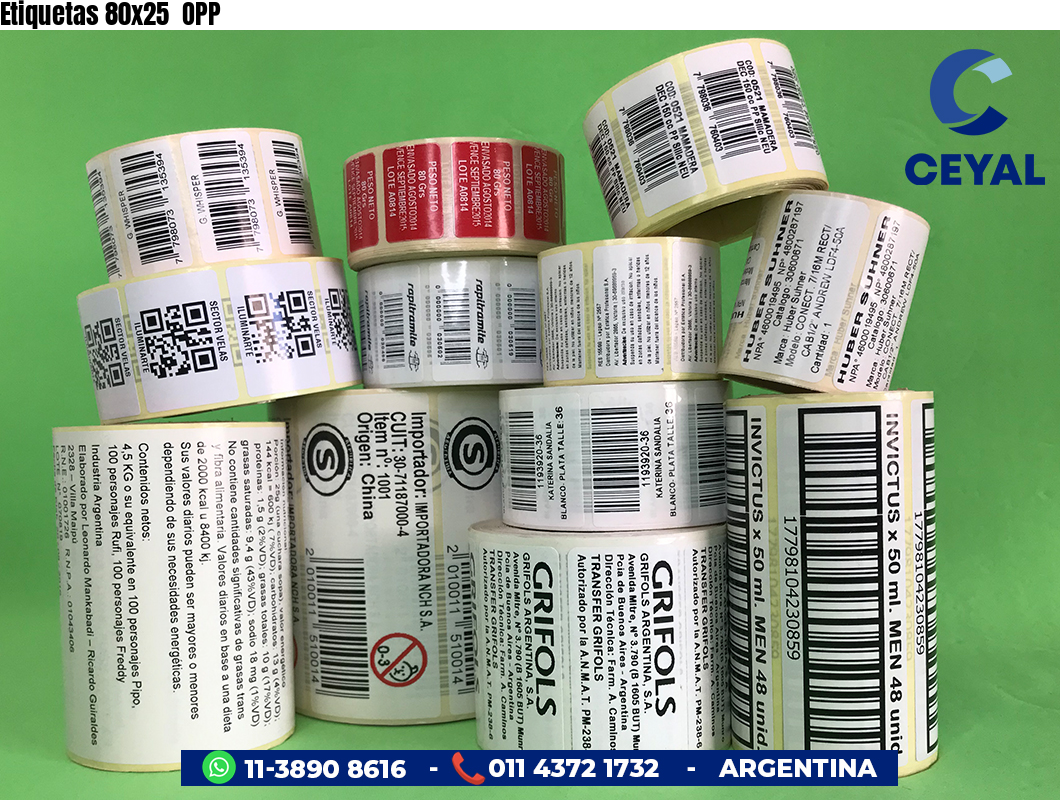 Etiquetas 80x25 OPP
