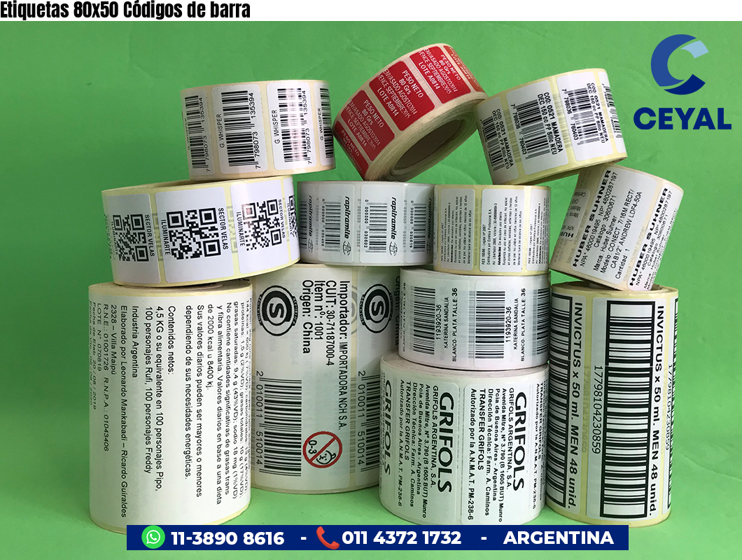 Etiquetas 80x50 Códigos de barra
