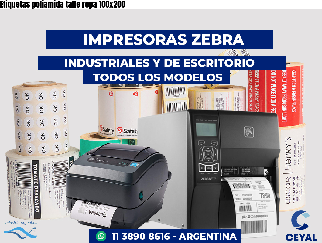 Etiquetas poliamida talle ropa 100x200
