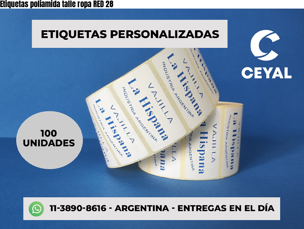 Etiquetas poliamida talle ropa RED 28