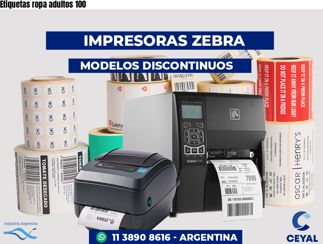Etiquetas ropa adultos 100
