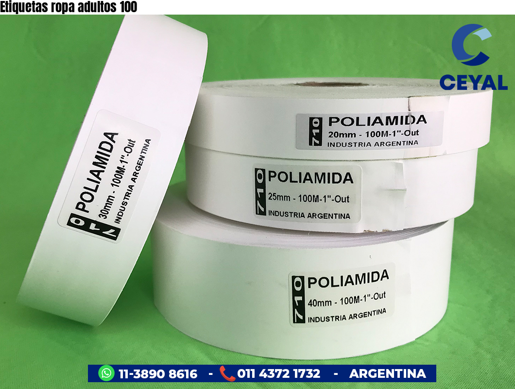Etiquetas ropa adultos 100