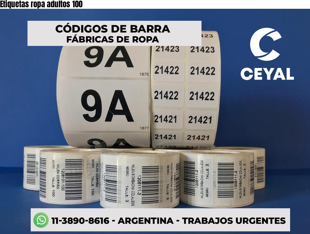 Etiquetas ropa adultos 100
