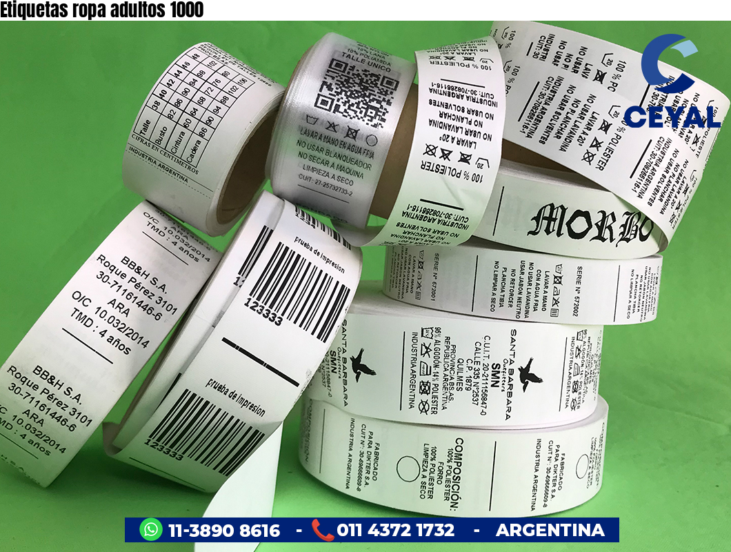 Etiquetas ropa adultos 1000