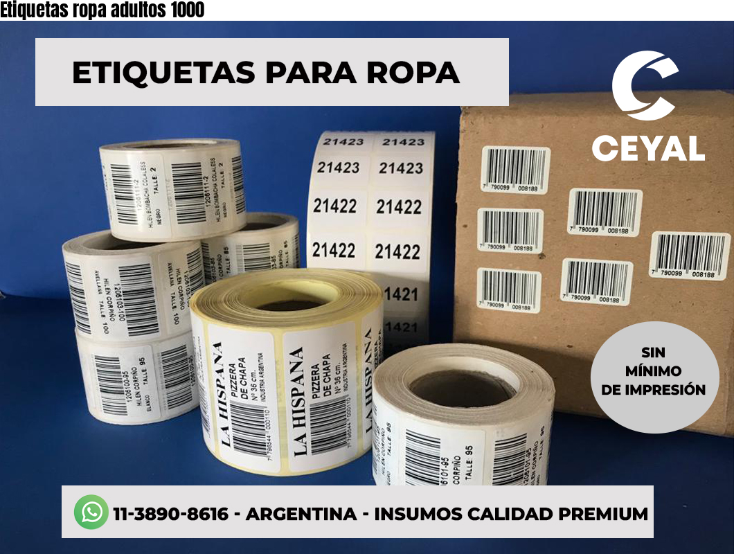 Etiquetas ropa adultos 1000