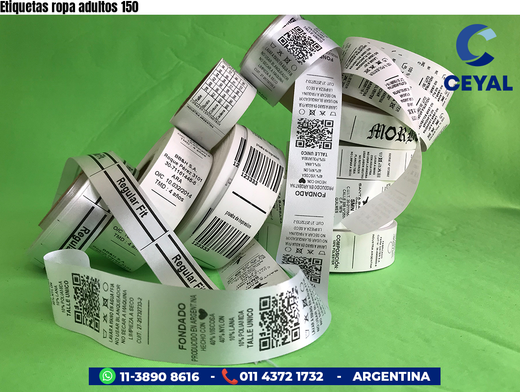 Etiquetas ropa adultos 150