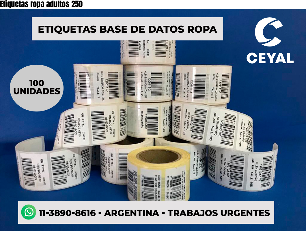 Etiquetas ropa adultos 250