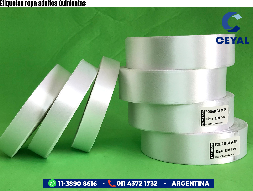 Etiquetas ropa adultos Quinientas
