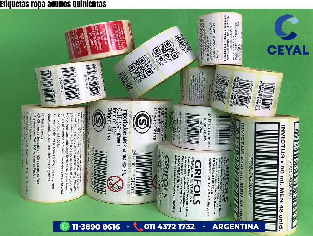 Etiquetas ropa adultos Quinientas