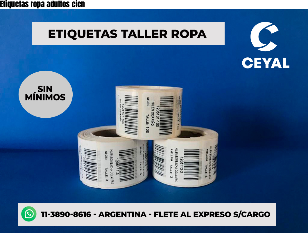 Etiquetas ropa adultos cien