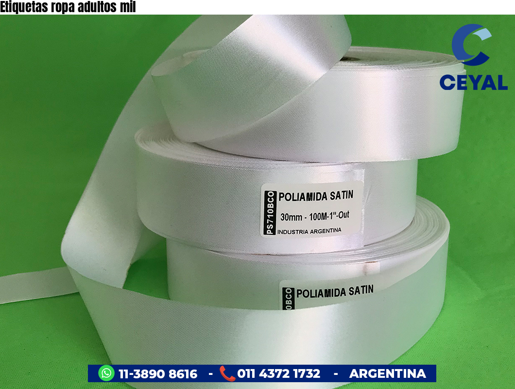 Etiquetas ropa adultos mil