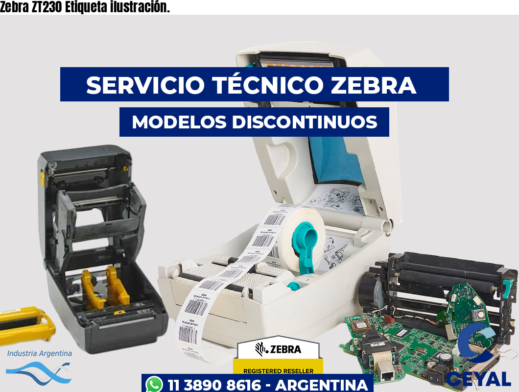 Zebra ZT230 Etiqueta ilustración.
