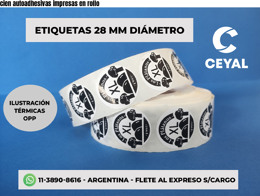 cien autoadhesivas impresas en rollo