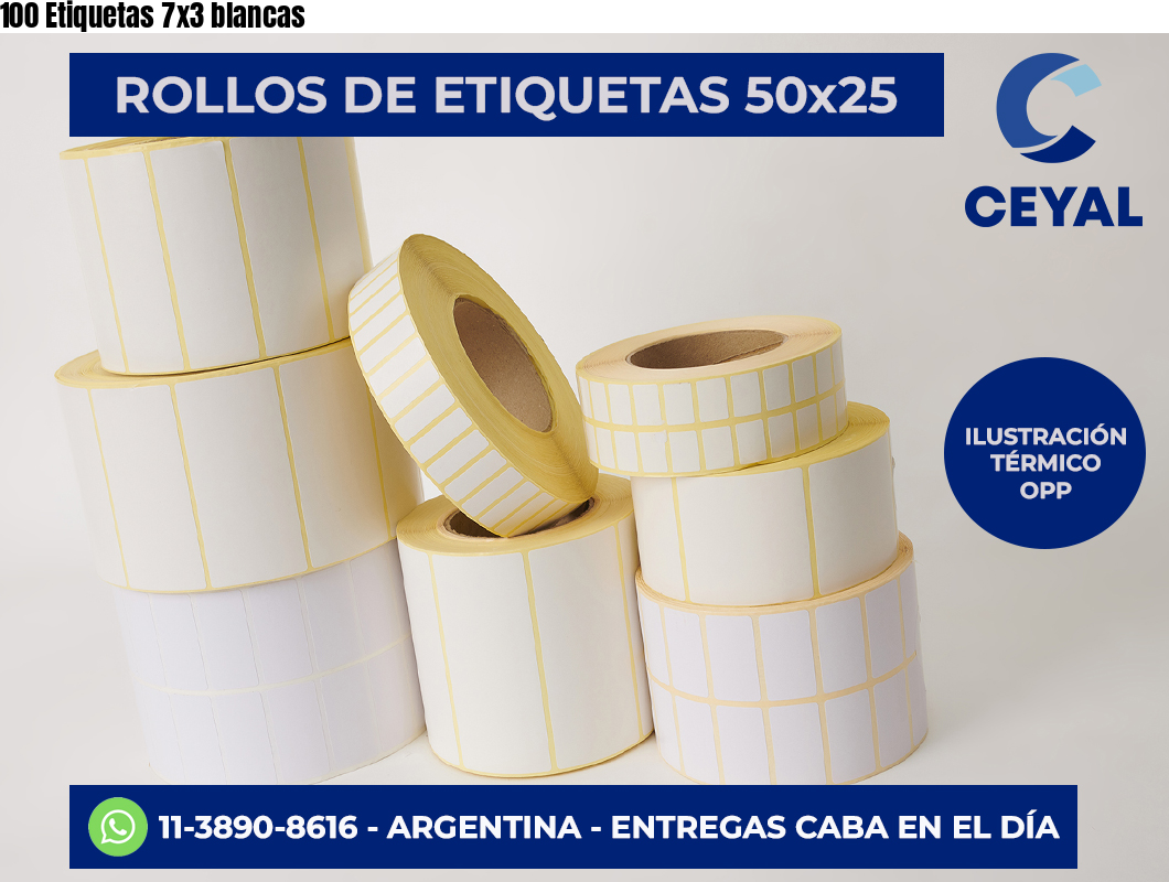 100 Etiquetas 7×3 blancas