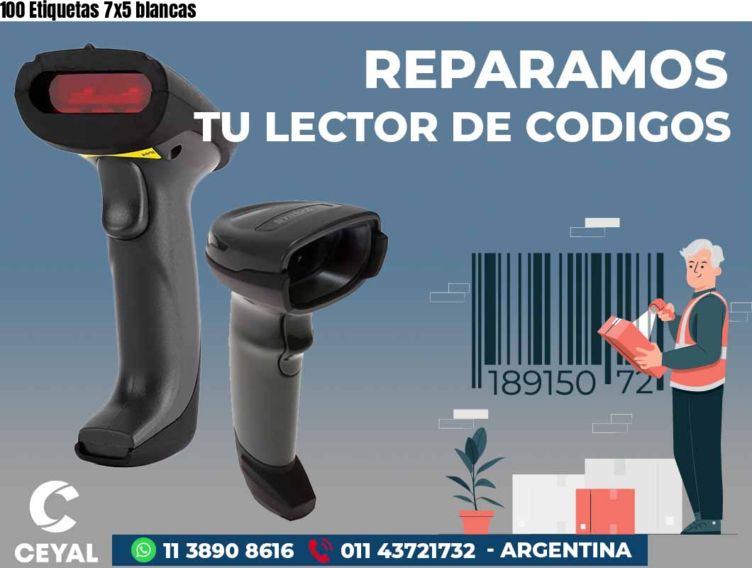 100 Etiquetas 7x5 blancas