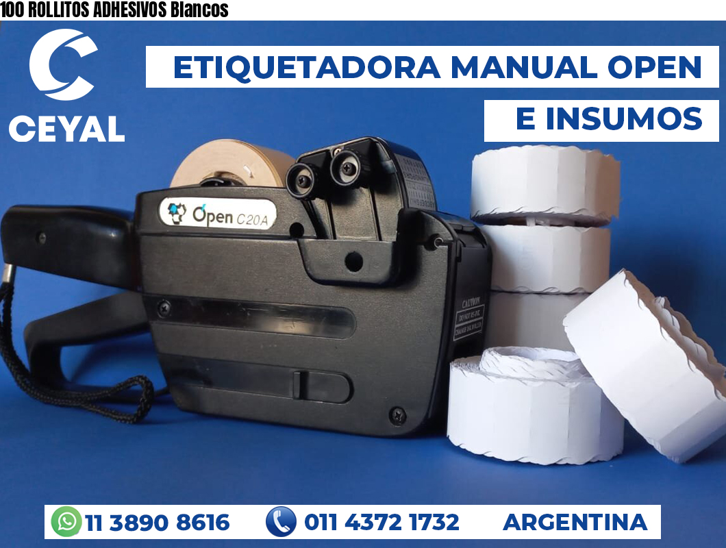 100 ROLLITOS ADHESIVOS Blancos