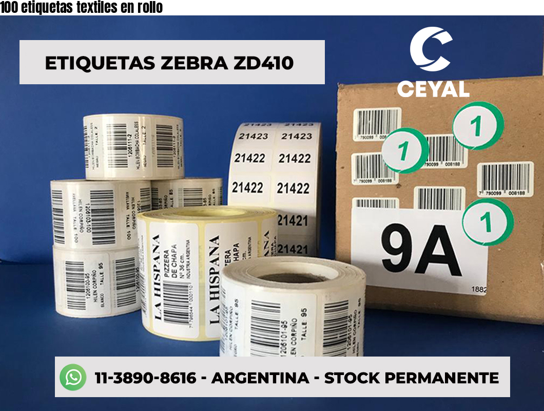 100 etiquetas textiles en rollo