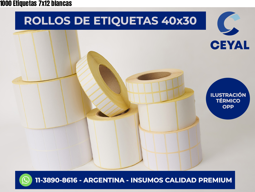 1000 Etiquetas 7×12 blancas