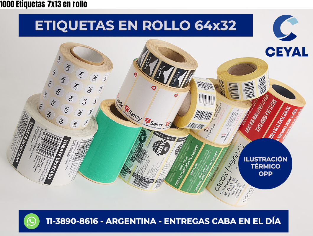 1000 Etiquetas 7×13 en rollo