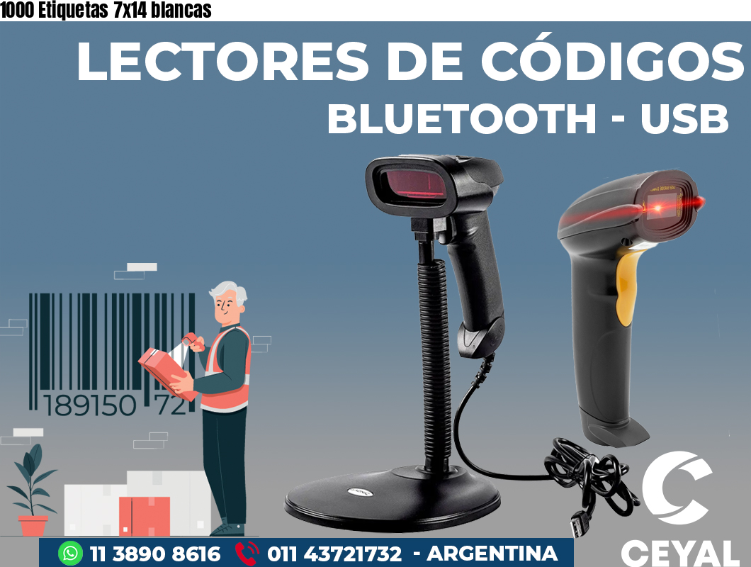 1000 Etiquetas 7x14 blancas