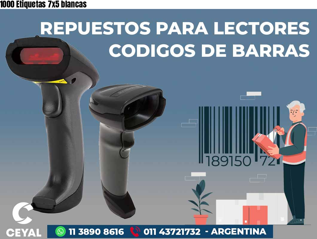 1000 Etiquetas 7x5 blancas
